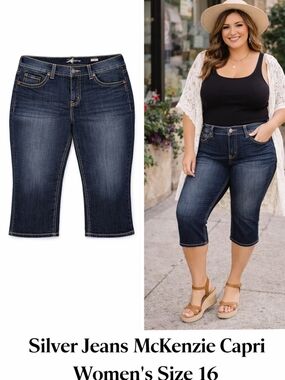 Silver Jeans McKenzie Capri Womens Size 16 Dark Wash Stretch Denim